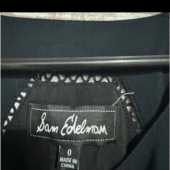 Sam Edelman black eyelet fit and flare dress size 0 - Picture 4 of 9